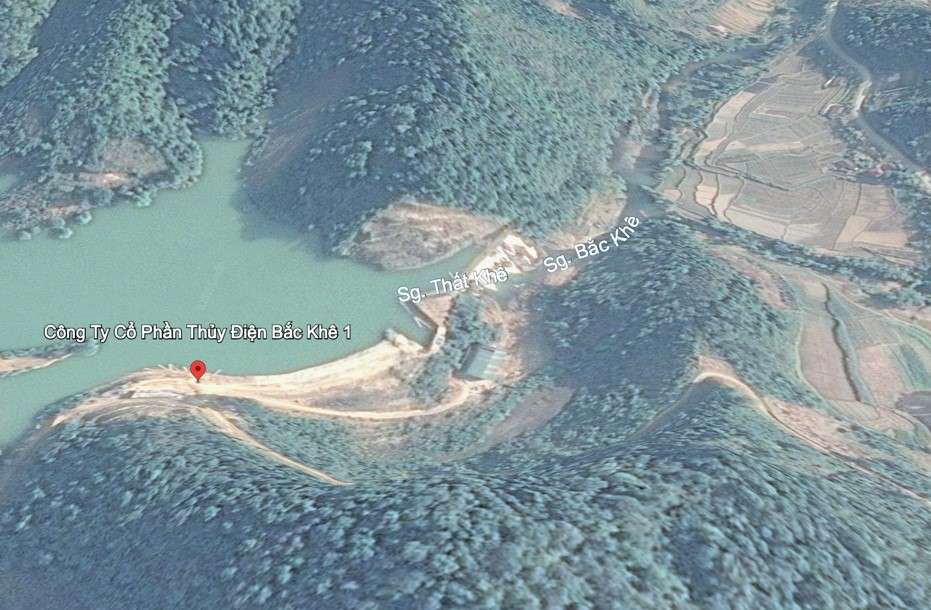 Vị trí đập Bắc Khê. Ảnh Google Earth Vị trí đập Bắc Khê. Ảnh Google Earth