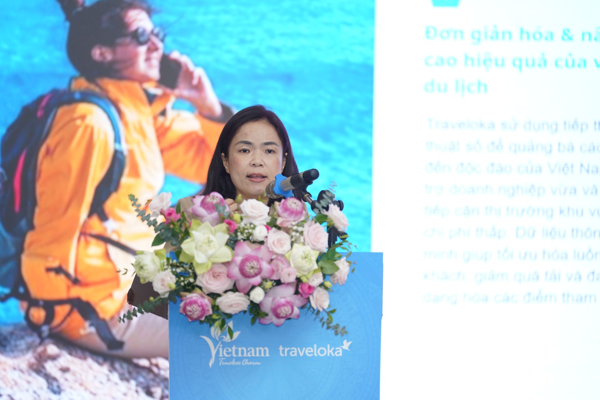 Bà Huỳnh Thị Mai Thy, Giám đốc Traveloka Việt Nam phát biểu tại HT