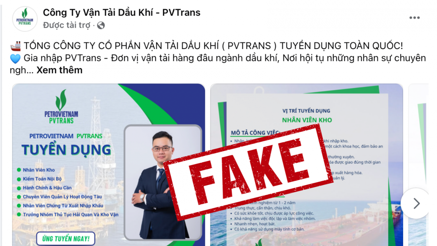 PVTrans đề nghị người lao động, ứng viên tìm việc cảnh giác với các thông tin giả mạo PVTrans đề nghị người lao động, ứng viên tìm việc cảnh giác với các thông tin giả mạo