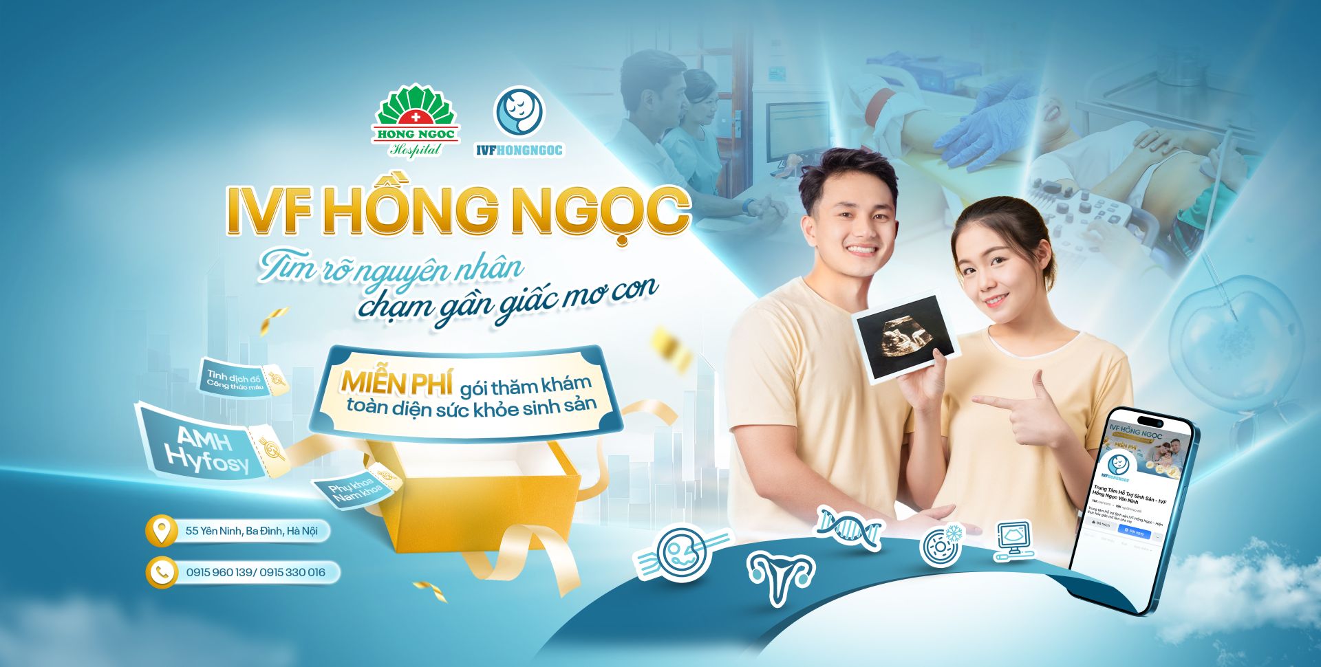 IVF Hồng Ngọc Yên Ninh: MIỄN PHÍ thăm khám toàn diện sức khỏe sinh sản - tìm rõ nguyên nhân, chạm gần giấc mơ con