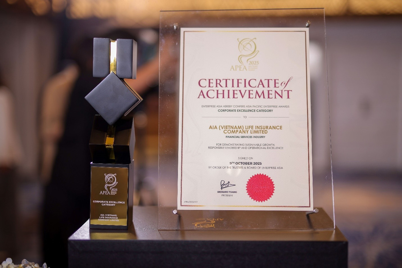 AIA Việt Nam được vinh danh tại hạng mục Doanh nghiệp xuất sắc châu Á trong khuôn khổ Giải thưởng Doanh nghiệp châu Á 2025 AIA Việt Nam được vinh danh tại hạng mục Doanh nghiệp xuất sắc châu Á trong khuôn khổ Giải thưởng Doanh nghiệp châu Á 2025