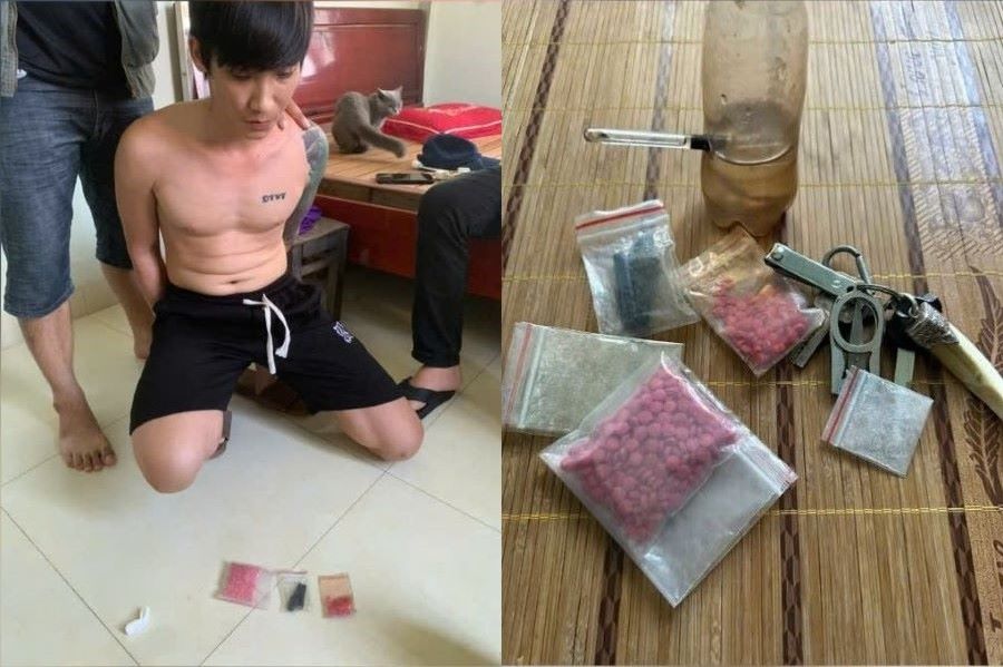 Đối tượng Phạm Ngọc Phượng cùng tang vật. Đối tượng Phạm Ngọc Phượng cùng tang vật.