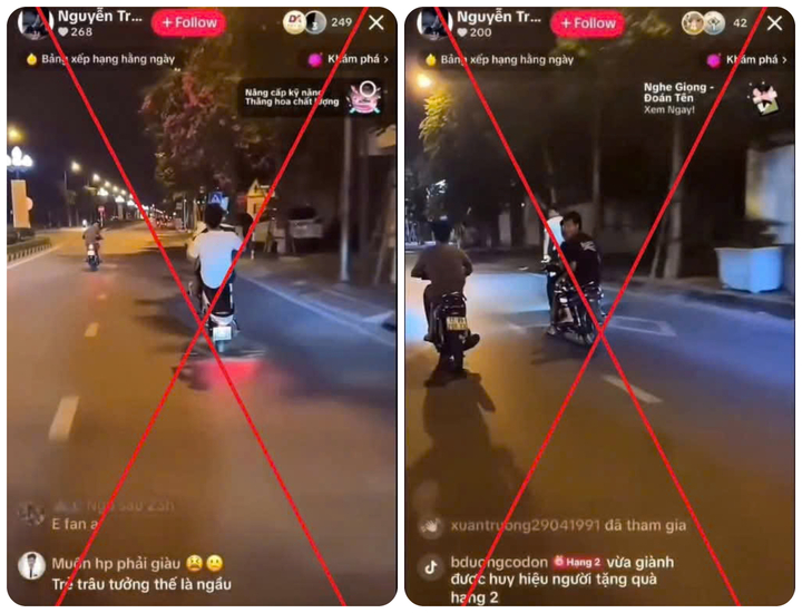 Nhóm thanh niên livestream cảnh lạng lách, đánh võng trên đường Võ Nguyên Giáp, phường Trà Lý, tỉnh Hưng Yên. Nhóm thanh niên livestream cảnh lạng lách, đánh võng trên đường Võ Nguyên Giáp, phường Trà Lý, tỉnh Hưng Yên.