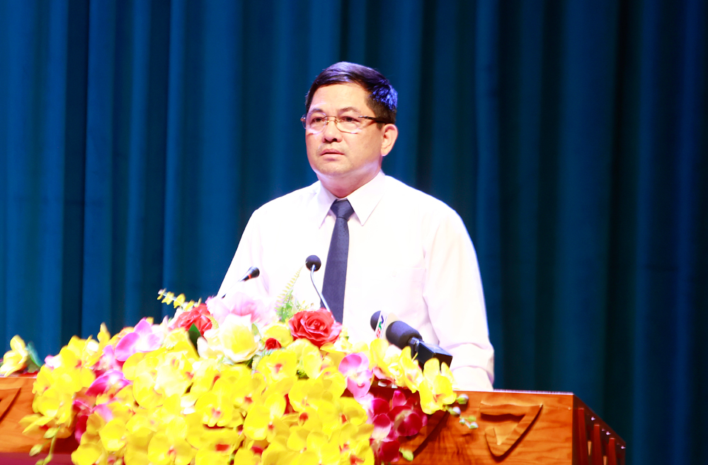 Đồng chí Nguyễn Hồng Thái, Ủy viên Trung ương Đảng, Bí thư Tỉnh ủy phát biểu chỉ đạo.