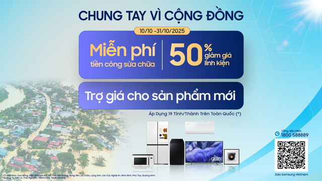 Trước diễn biến mưa lũ phức tạp, Samsung triển khai chương trình hỗ trợ khách hàng giúp khắc phục hư hỏng