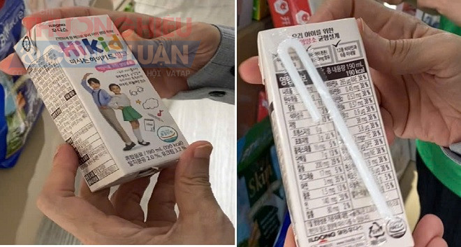 Ghi nhận sản phẩm sữa có in chữ Hàn Quốc trên bao bì sản phẩm mà không tìm thấy bất kỳ thông tin nào về sản phẩm bằng tiếng Việt