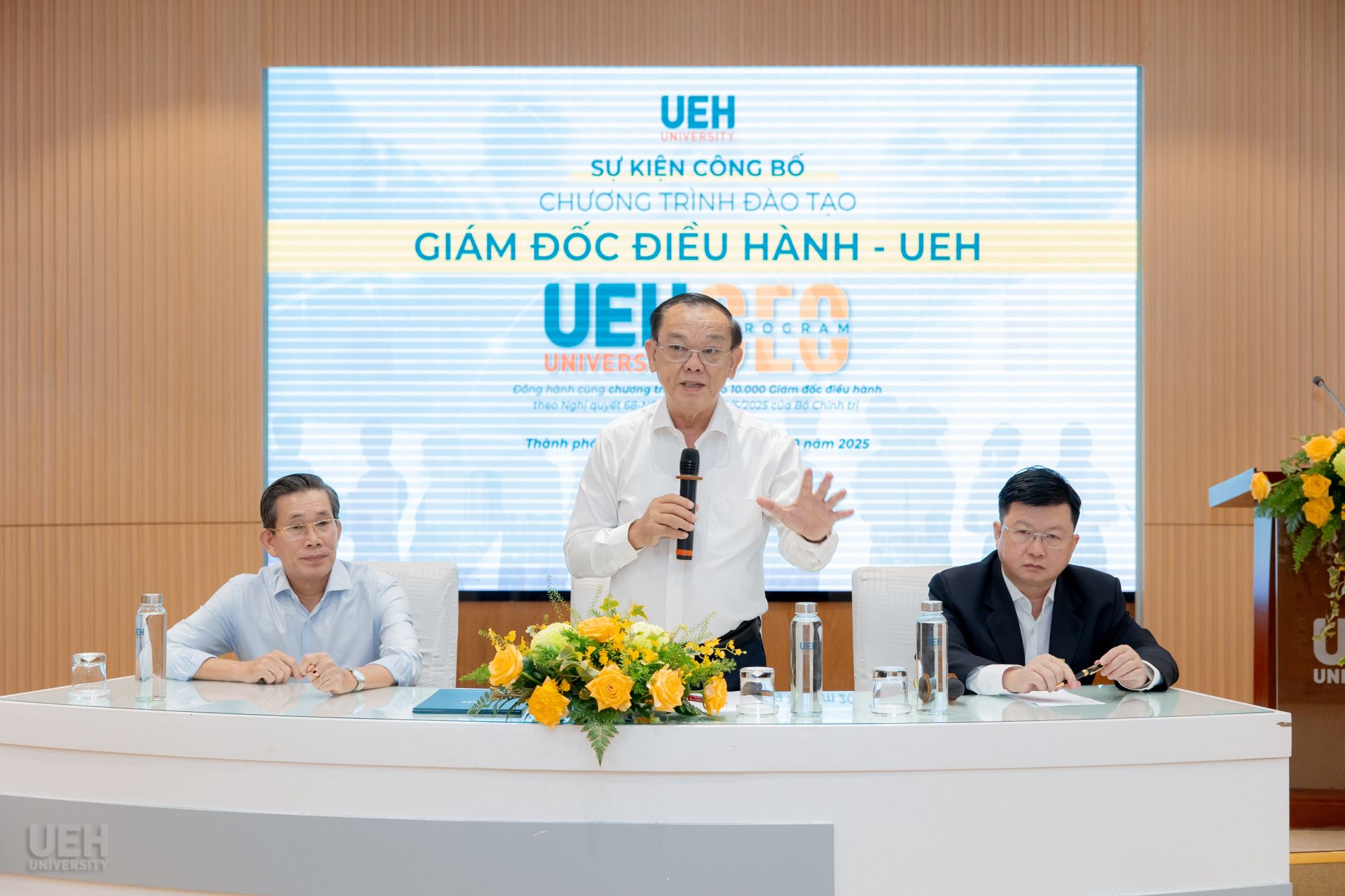 GS.TS Nguyễn Đông Phong, Chủ tịch Hội đồng UEH nhiệm kỳ 2020 - 2025 phát biểu tại chương trình