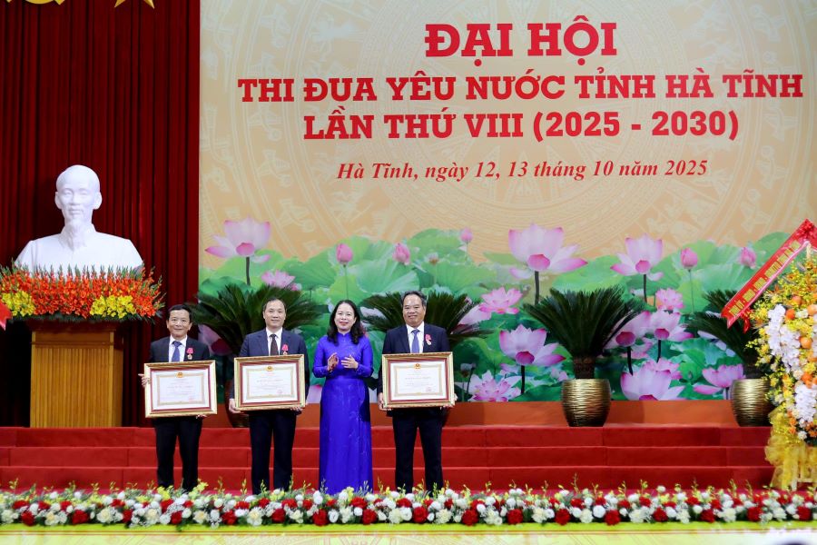 Thừa ủy quyền Chủ tịch nước, Phó Chủ tịch nước Võ Thị Ánh Xuân trao tặng Huân chương Lao động hạng Nhì cho 3 cá nhân thuộc tỉnh Hà Tĩnh.