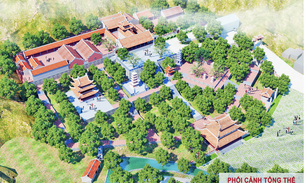 Phối cảnh tổng thể dự &aacute;n tu bổ, t&ocirc;n tạo di t&iacute;ch quốc gia ch&ugrave;a H&agrave;m Long.