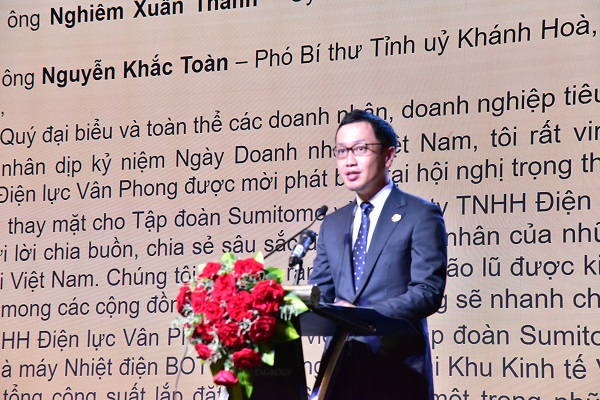 Ông Hirokazu Tsuru - Tổng Giám đốc Công ty TNHH Điện lực Vân Phong phát biểu