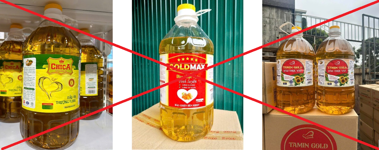 Dầu ăn giả, kém chất lượng nhãn hiệu “Gold Max”, “Tamin Gold”, “ChiCa”