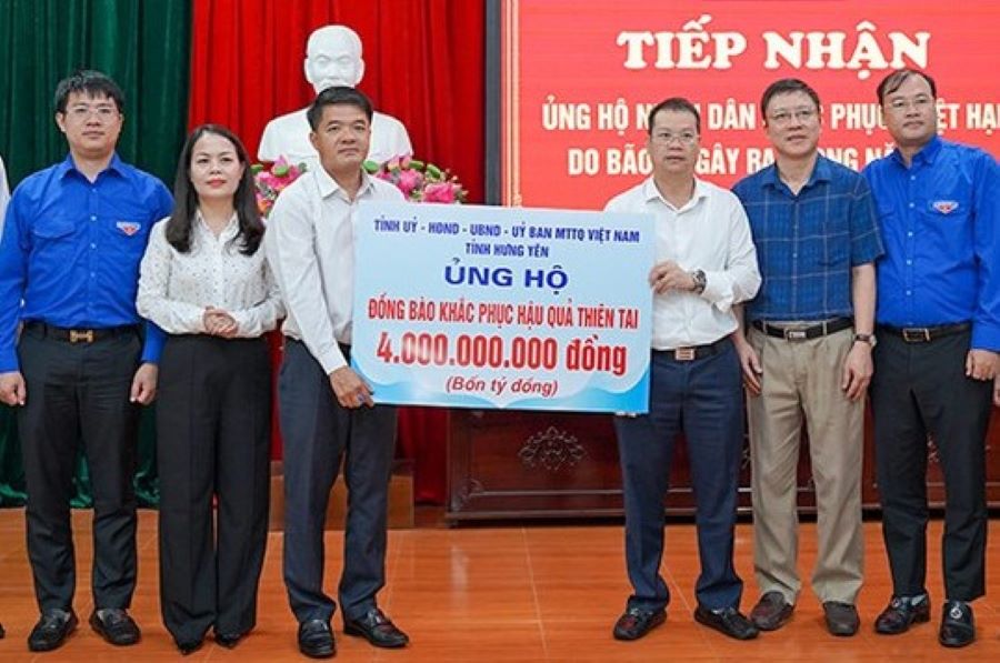 Hưng Yên hỗ trợ 4 tỷ đồng, sẻ chia khó khăn với Nhân dân Hà Tĩnh sau bão số 10