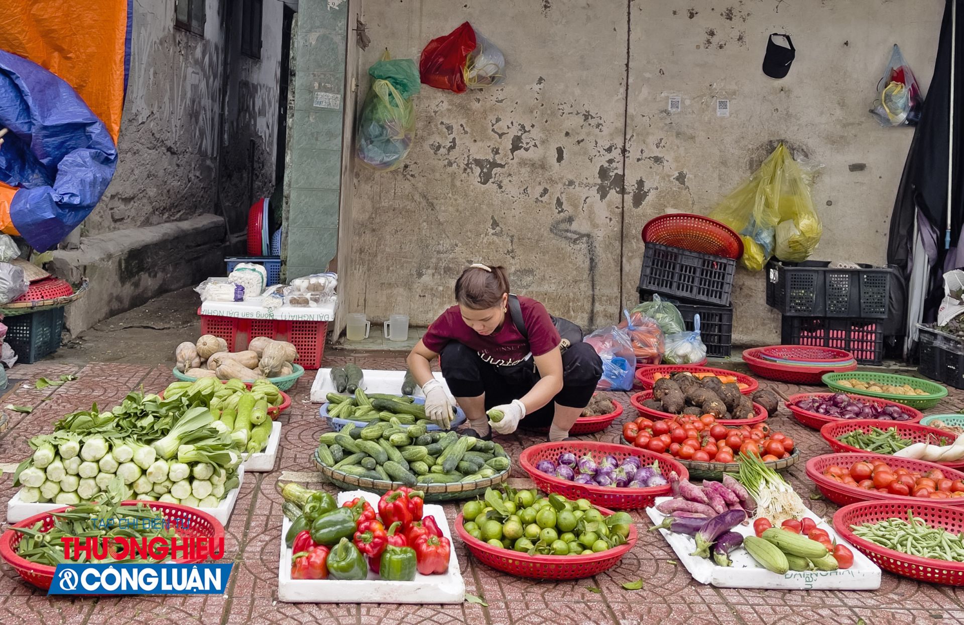 Hình ảnh ghi nhận tại chợ Ngã Tư Sở sáng ngày 15/10.