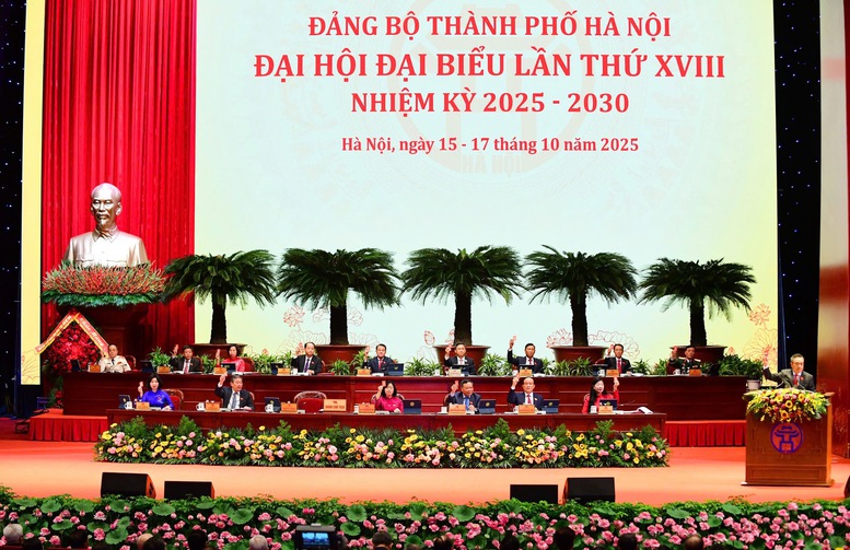 Đại hội Đại biểu Đảng bộ TP. Hà Nội khóa XVIII, nhiệm kỳ 2025-2030 diễn ra từ ngày 15-17/10 - Ảnh: VGP/Nhật Bắc