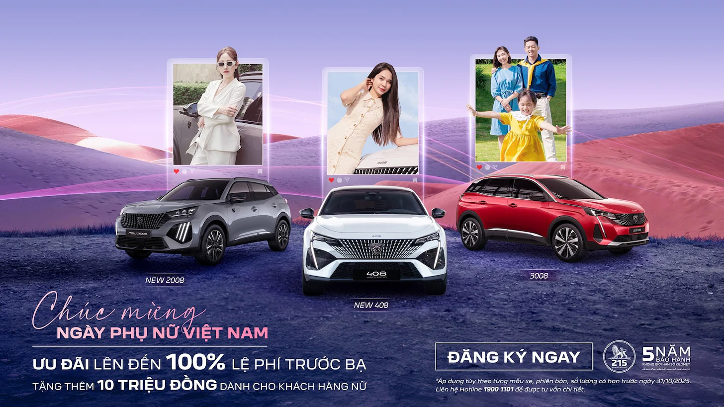Khách hàng nữ được nhận ưu đãi 10 triệu đồng khi mua xe Peugeot trong tháng 10