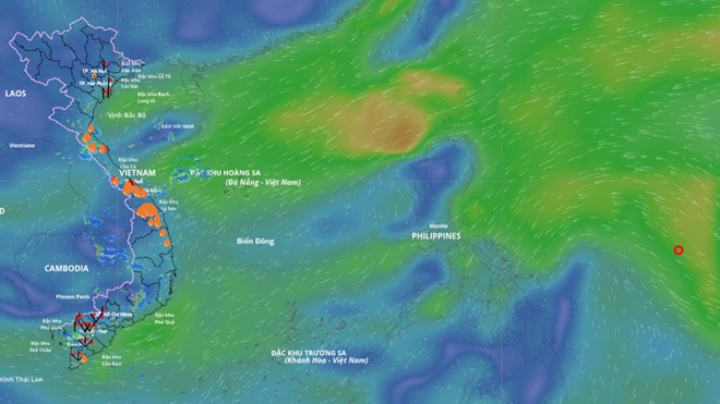 Khoảng ngày 19/10 sẽ xuất hiện bão số 12 trên Biển Đông. Nguồn: Hệ thống Giám sát thiên tai Việt Nam