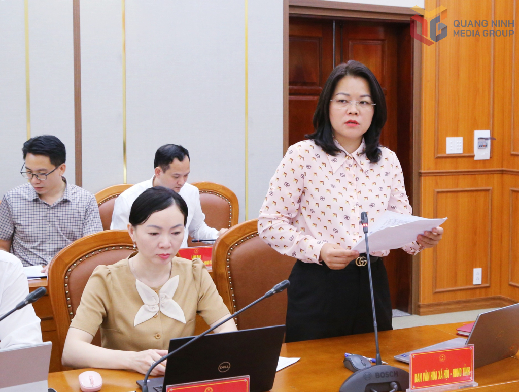 Lãnh đạo Ban Văn hóa - Xã hội, HĐND tỉnh phát biểu tại hội nghị.