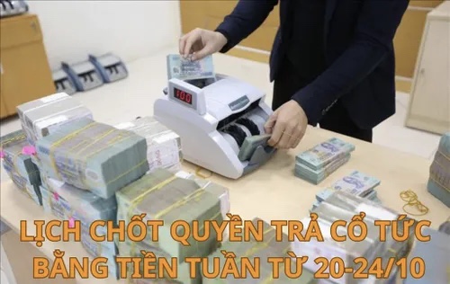 Lịch chốt quyền trả cổ tức bằng tiền từ ngày 20-24/10: VEF trả cổ tức khủng 330%