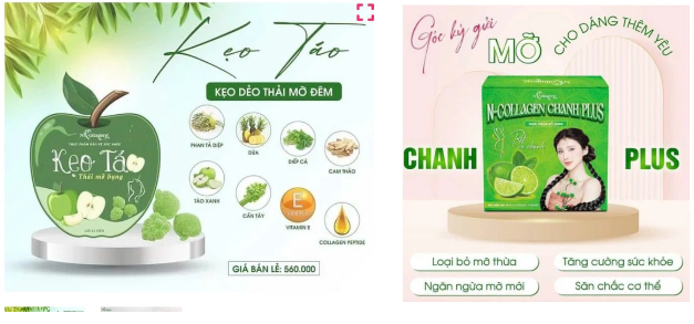 Kẹo táo thải mỡ bụng và N-Collagen Chanh Plus