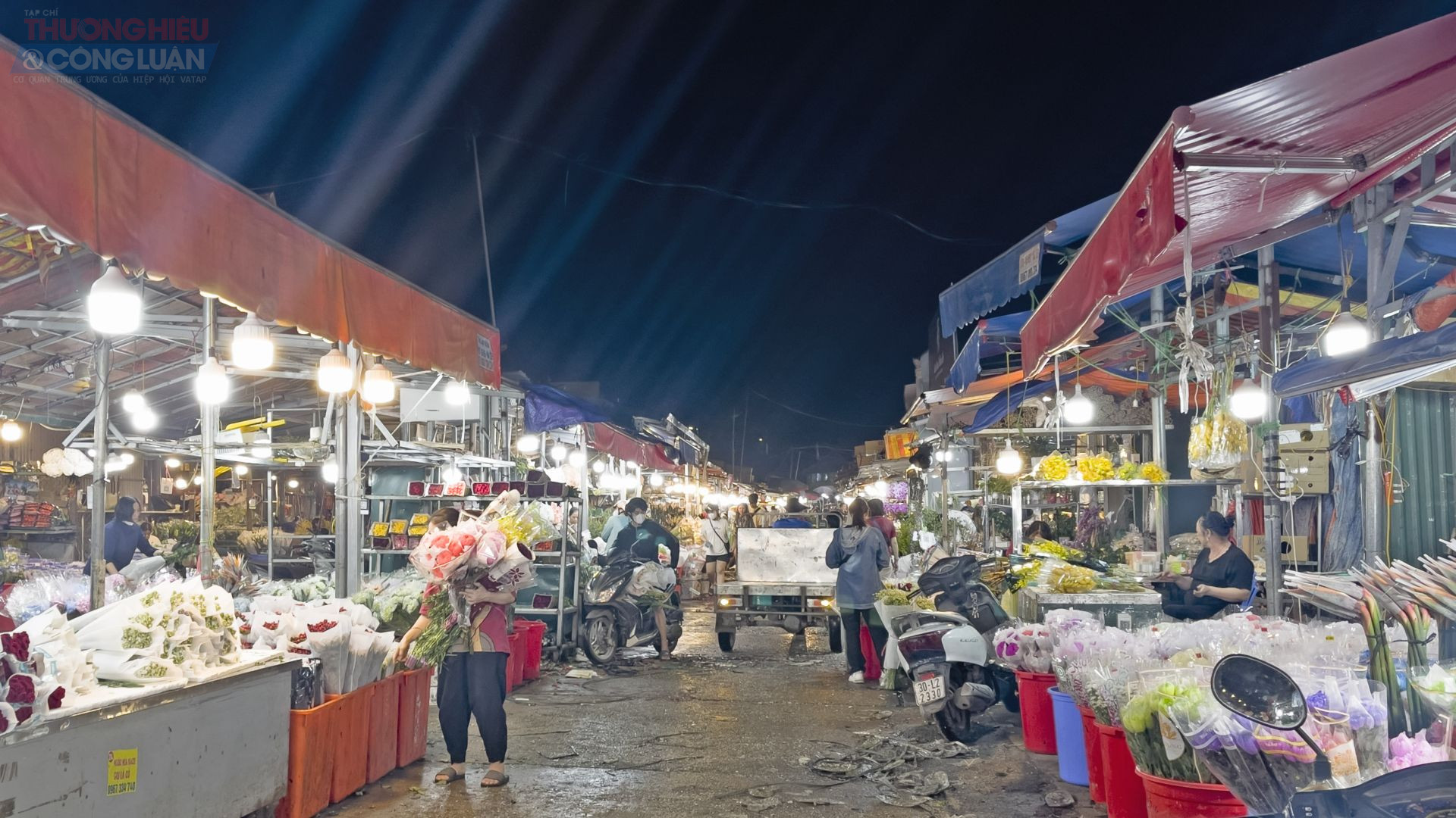 Xe chở hoa nối đuôi nhau vào chợ từ rạng sáng. Xe chở hoa nối đuôi nhau vào chợ từ rạng sáng.