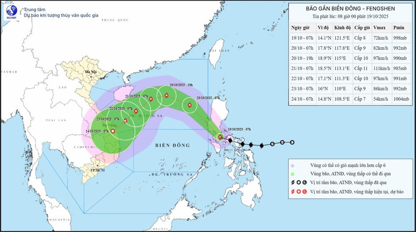 Bão Fengshen di chuyển vào Biển Đông, khả năng mạnh thêm rồi suy yếu do không khí lạnh