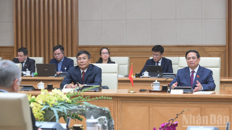 Thủ tướng Phạm Minh Chính phát biểu ý kiến tại buổi tiếp. Thủ tướng Phạm Minh Chính phát biểu ý kiến tại buổi tiếp.