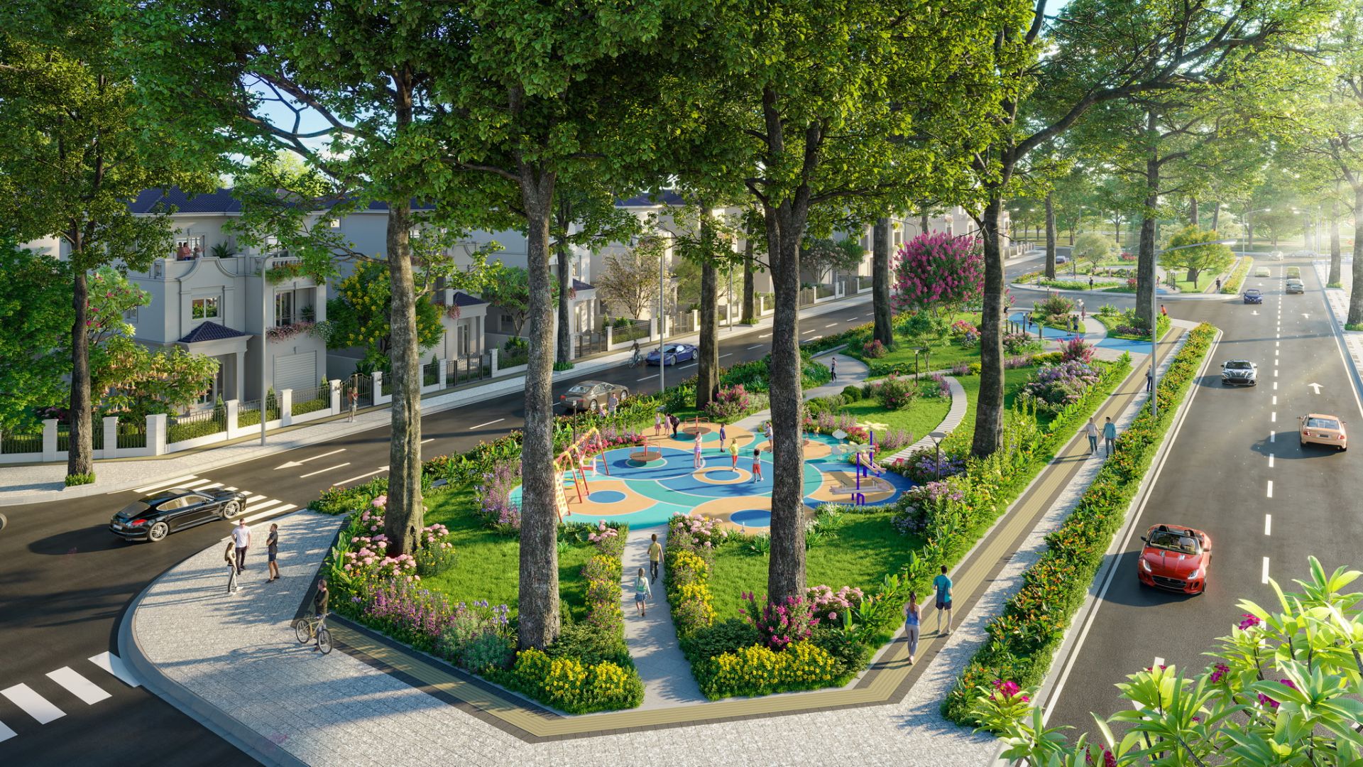 Tất cả c&aacute;c c&ocirc;ng vi&ecirc;n, vườn hoa đều được bố tr&iacute; thiết bị luyện tập thể chất gi&uacute;p cư d&acirc;n r&egrave;n luyện v&agrave; duy tr&igrave; lối sống năng động mỗi ng&agrave;y