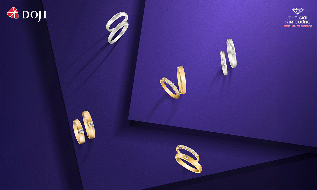 Đi tìm cặp nhẫn cưới định mệnh cho ngày Đại Hỷ tại DOJI và Thế Giới Kim Cương