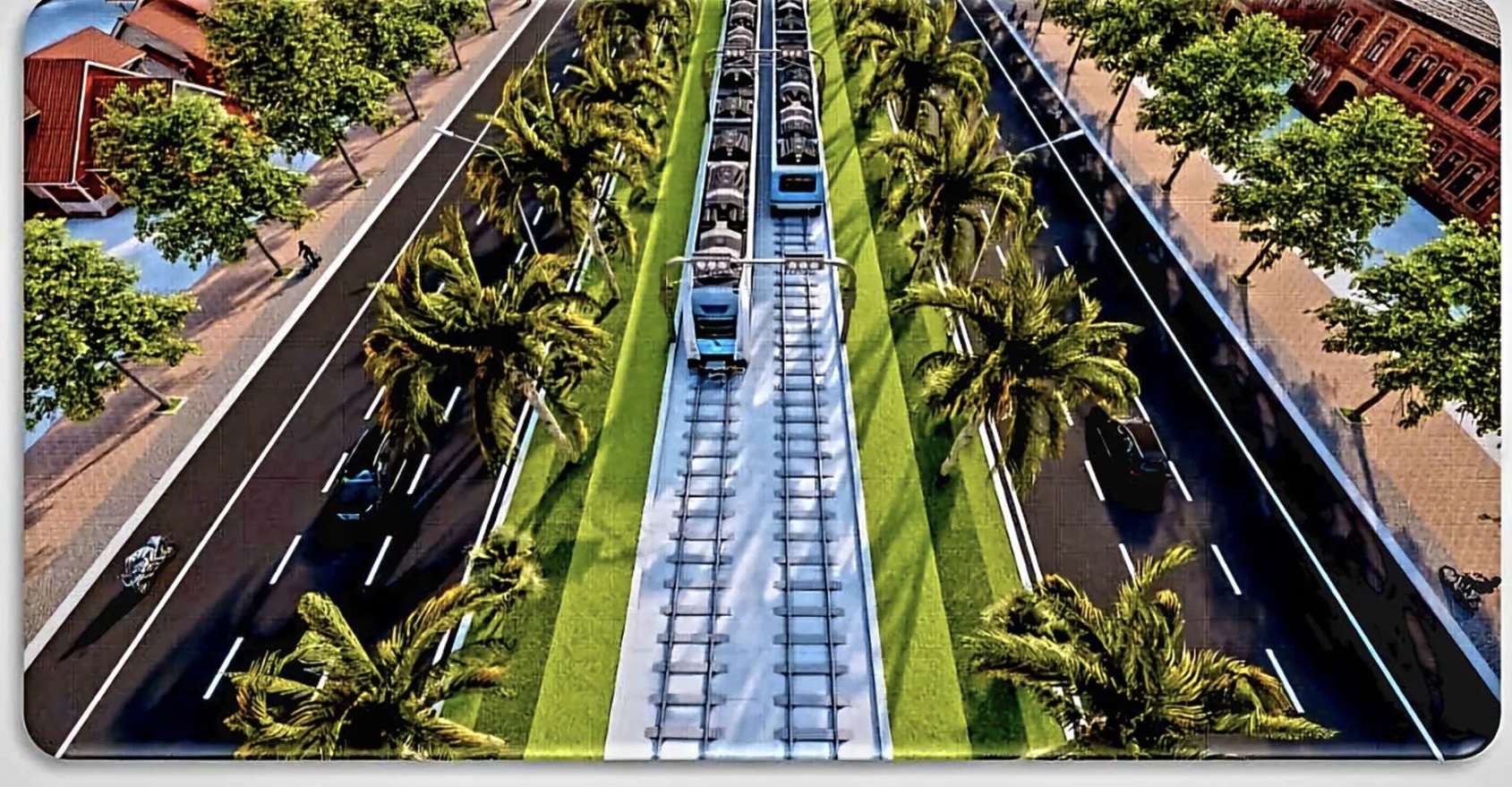 Phối cảnh dự án tuyến tàu điện đô thị giai đoạn 1 trên đặc khu Phú Quốc. Phối cảnh dự án tuyến tàu điện đô thị giai đoạn 1 trên đặc khu Phú Quốc.