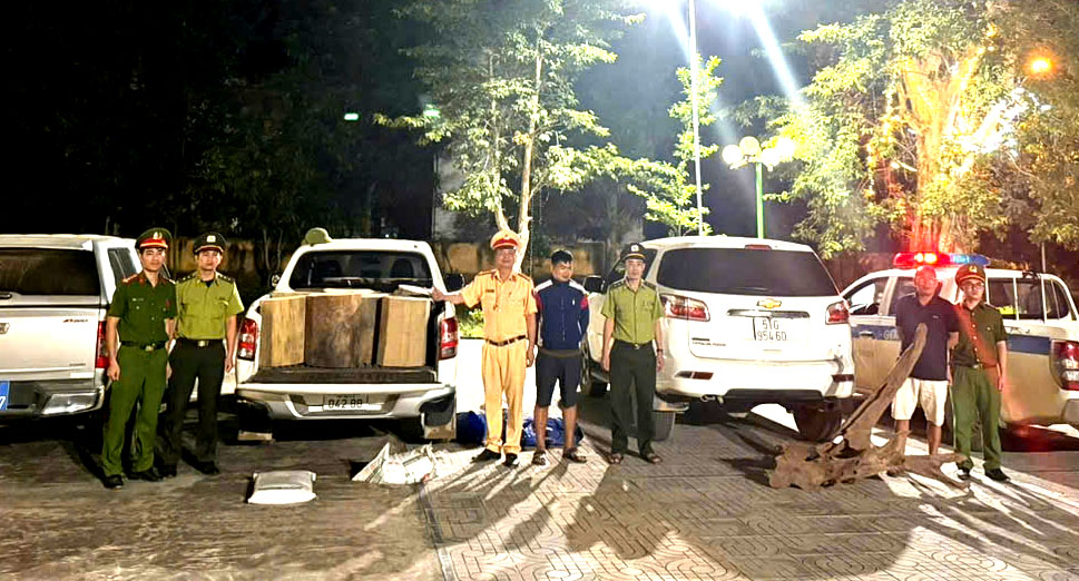 Công an Thanh Hóa tuần tra, phát hiện xe ô tô chở gỗ không rõ nguồn gốc
