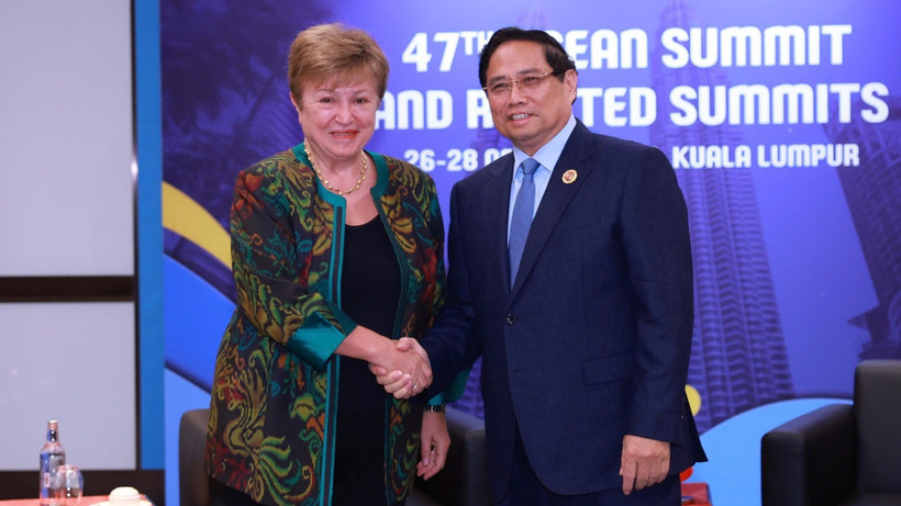 Thủ tướng Chính phủ Phạm Minh Chính gặp Tổng Giám đốc Quỹ Tiền tệ quốc tế (IMF) Kristalina Georgieva. (Ảnh: VGP/Nhật Bắc) Thủ tướng Chính phủ Phạm Minh Chính gặp Tổng Giám đốc Quỹ Tiền tệ quốc tế (IMF) Kristalina Georgieva. (Ảnh: VGP/Nhật Bắc)