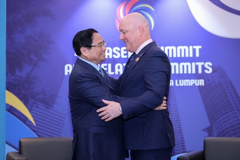 Thủ tướng Chính phủ Phạm Minh Chính có cuộc gặp với Thủ tướng New Zealand Christopher Luxon - Ảnh: VGP/Nhật Bắc