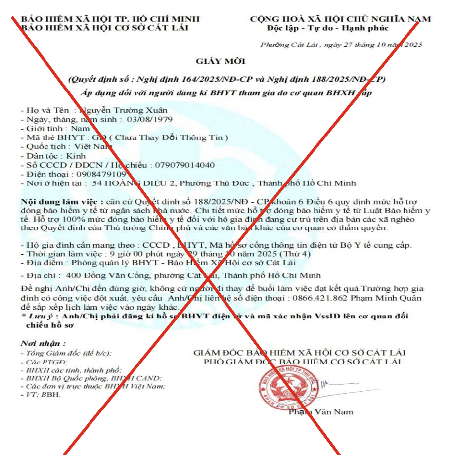 Văn bản giả mạo để lừa đảo người dân