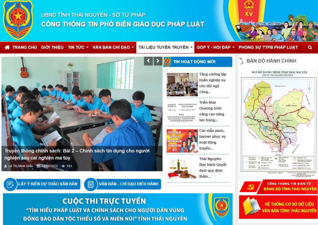 Từ 00 giờ 00 phút ngày 01/11/2025, Cuộc thi sẽ chính thức bắt đầu tại Trang Thông tin điện tử Phổ biến, giáo dục pháp luật tỉnh Thái Nguyên Từ 00 giờ 00 phút ngày 01/11/2025, Cuộc thi sẽ chính thức bắt đầu tại Trang Thông tin điện tử Phổ biến, giáo dục pháp luật tỉnh Thái Nguyên