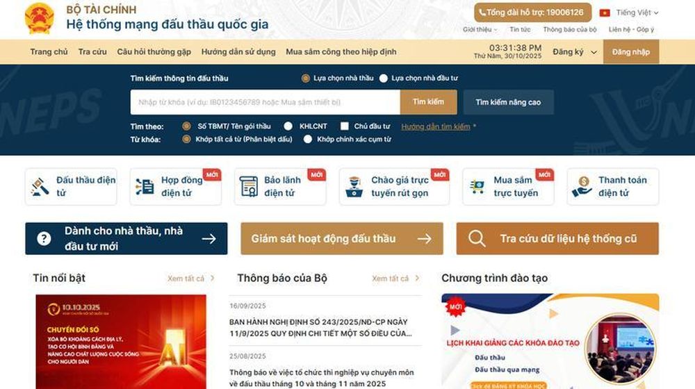 Quy định mới về đăng tải thông tin đấu thầu lựa chọn nhà đầu tư trên Hệ thống mạng đấu thầu quốc gia