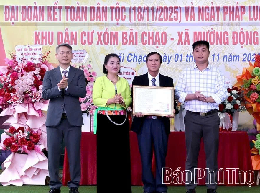 Lãnh đạo UBND xã Mường Động trao quyết định công nhận Khu dân cư văn hóa năm 2025 cho xóm Bãi Chạo Lãnh đạo UBND xã Mường Động trao quyết định công nhận Khu dân cư văn hóa năm 2025 cho xóm Bãi Chạo