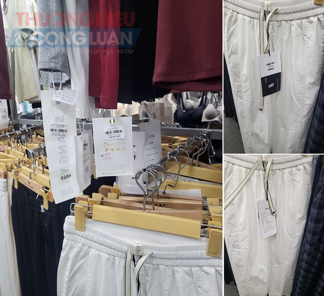Các sản phẩm quần áo thời trang có tem nhãn gốc là chữ Trung Quốc Các sản phẩm quần áo thời trang có tem nhãn gốc là chữ Trung Quốc