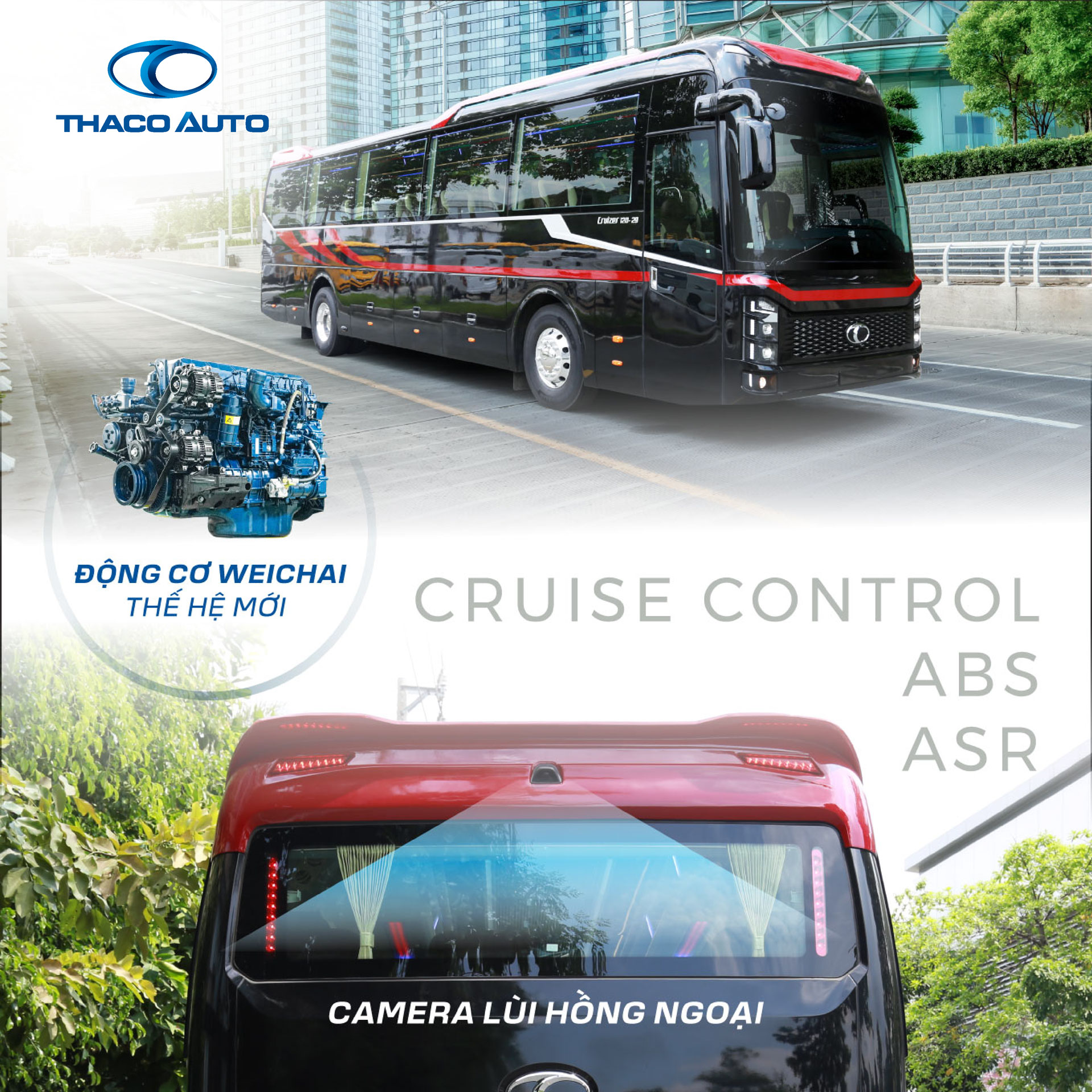 THACO Cruizer 120S trang bị động cơ Weichai thế hệ mới, vận hành mạnh mẽ THACO Cruizer 120S trang bị động cơ Weichai thế hệ mới, vận hành mạnh mẽ