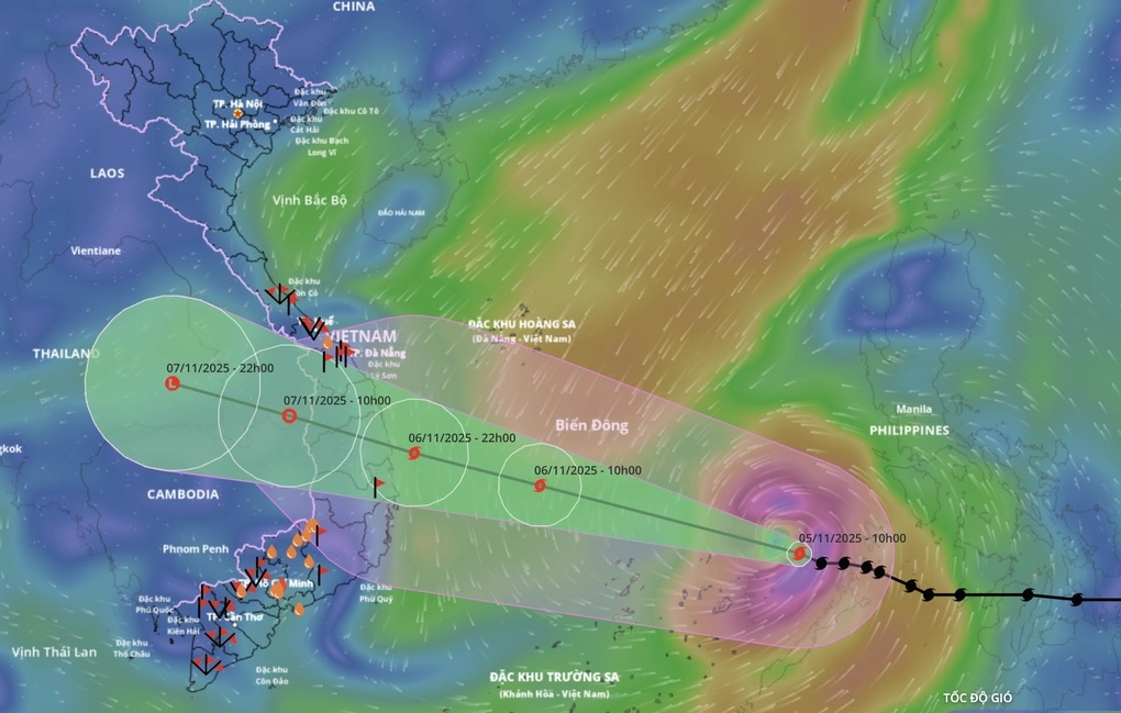 Hướng di chuyển của bão Kalmaegi