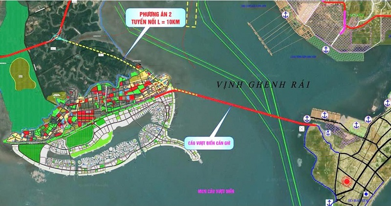 Phối cảnh hướng tuyến dự kiến của tuyến đường vượt biển nối Cần Giờ - Vũng Tàu