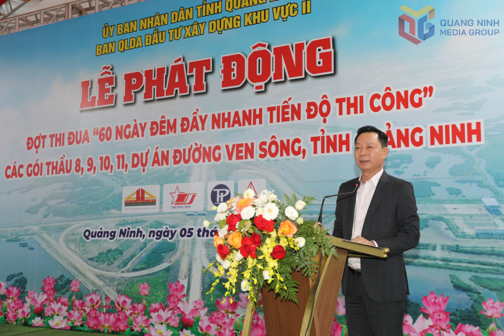 &Ocirc;ng L&ecirc; Văn &Aacute;nh, Ph&oacute; Chủ tịch UBND tỉnh Quảng Ninh ph&aacute;t biểu tại lễ ph&aacute;t động.