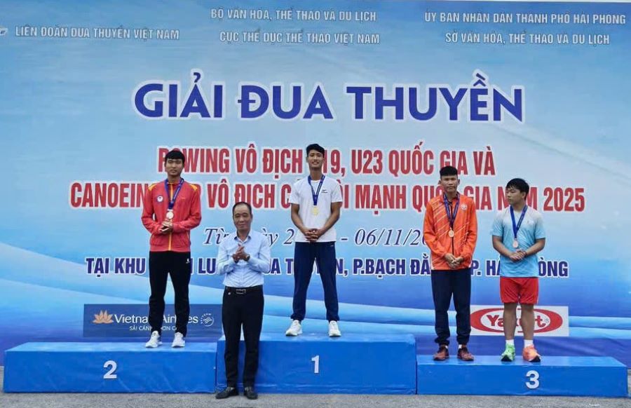 Hà Tĩnh giành 5 huy chương tại Giải đua thuyền Rowing U19 và U23 quốc gia