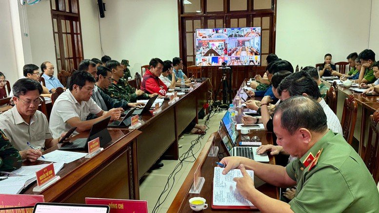 Quang cảnh cuộc họp của Sở chỉ huy tiền phương tỉnh Gia Lai