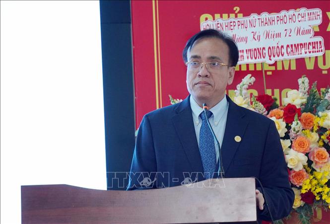 Ông Chan Sorykan, Tổng lãnh sự Campuchia tại Thành phố Hồ Chí Minh, phát biểu tại buổi họp mặt. Ảnh: Trung Tuyến/TTXVN