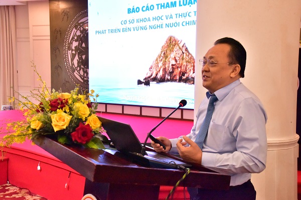 Ông Lê Hữu Hoàng- Nguyên Phó Chủ tịch Thường trực UBND tỉnh, nguyên Chủ tịch HĐTV Công ty Yến sào Khánh Hòa tham luận