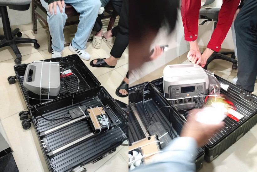 Đối tượng người nước ngoài đang sử dụng thiết bị BTS giả mạo truy nhập vào mạng thông thông tin di động, phát tán tin nhắn quảng cáo, lừa đảo. Ảnh: Cục Tần số vô tuyến điện Đối tượng người nước ngoài đang sử dụng thiết bị BTS giả mạo truy nhập vào mạng thông thông tin di động, phát tán tin nhắn quảng cáo, lừa đảo. Ảnh: Cục Tần số vô tuyến điện