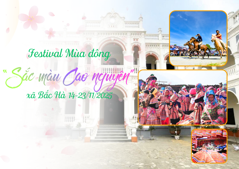 Festival Mùa Đông “Sắc màu Cao nguyên” sẽ được tổ chức tại xã Bắc Hà, tỉnh Lào Cai với nhiều hoạt động văn hóa, thể thao và du lịch đặc sắc, hứa hẹn mang đến cho du khách những trải nghiệm độc đáo giữa mùa đông vùng cao.