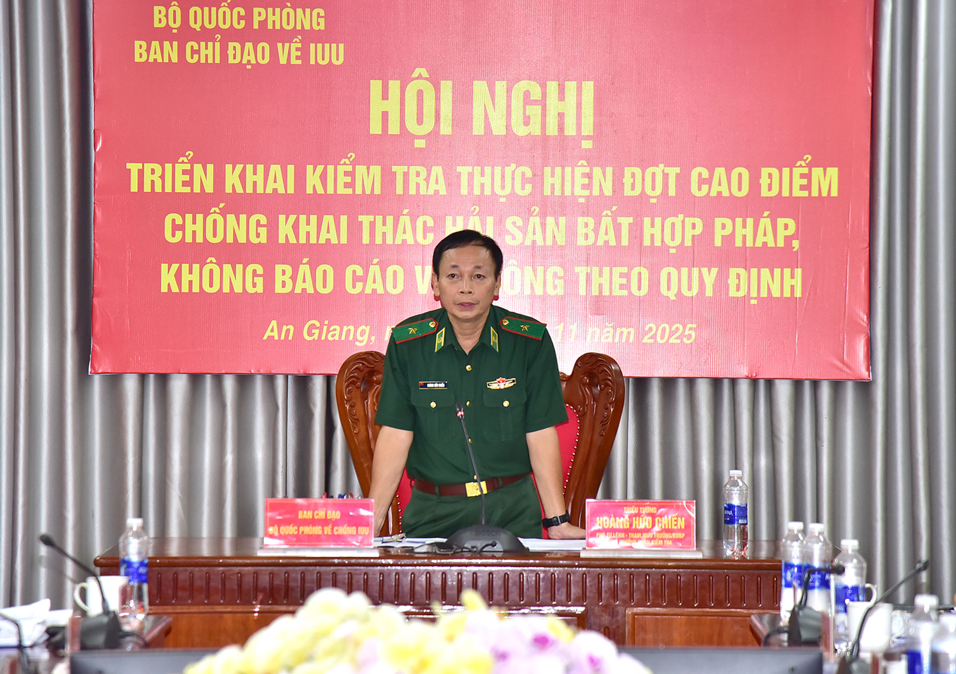 Thiếu tướng Hoàng Hữu Chiến, Phó Tư lệnh - TMT Bộ đội Biên phòng phát biểu tại buổi làm việc