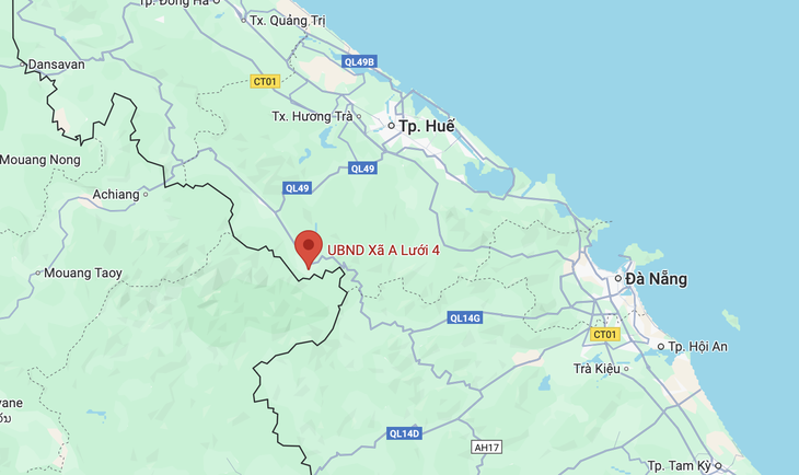 X&atilde; A Lưới 4 - nơi vừa xảy ra động đất mạnh 4 độ - Ảnh: Google Map