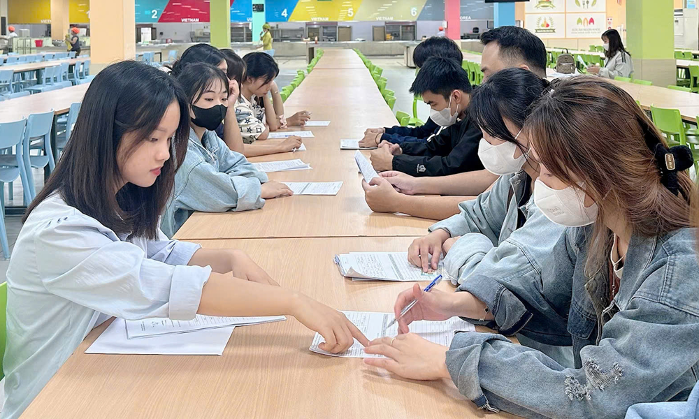 Bộ phận tuyển dụng Công ty trách nhiệm hữu hạn Dreamtech Việt Nam phỏng vấn lao động.